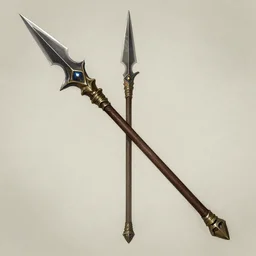 video game concept art, a two sided spear, design