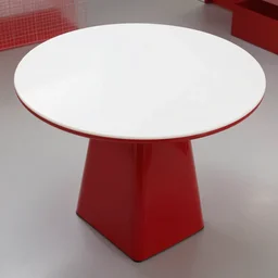 white and red shiny table