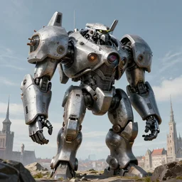 baltic mech, hd, gdansk, science fiction, epic, baltic, extremely detailed, sharp focus, by simon stalenhag, by takashi murakami
