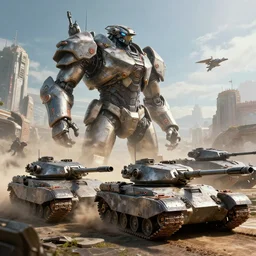 futuristic battle, futuristic armor and tanks, beautiful texture, beautiful graphics, fantasy artwork, very beautiful scenery, hd, hdr, ue 5, ue 6, unreal engine 5, cinematic 4 k wallpaper, 8 k, ultra detailed, by popular digital, details, beautiful image ever created, high resolution, artstation, award winning