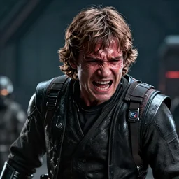 Luke Skywalker in pain and anger deep dark technoir portrait cinematic photo by Leica Zeiss using force in detailed squareenix mcu style 3d unreal trending on artstation deviantart realistic hd by frank Miller sorayama giger