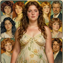realistic detailed full portrait of Mother Goddess Bryce Dallas Howard by Alphonse Mucha, Ayami Kojima, Amano, Charlie Bowater, Karol Bak, Greg Hildebrandt, Jean Delville, and Mark Brooks, fertile, chubby, fecund, youth