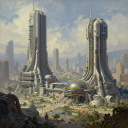 sci fi city, 2 0 8 8, octane render / source, detailed, rossdraws, greg rutkowski, 8 k uhd, oil painting