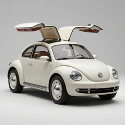 What if Syd Mead designed a Volkswagen Beetle, gullwing side doors, concept art, trending on artstation