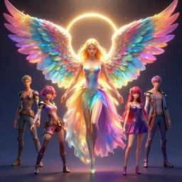 a colorful, beautifull, full body angel with big wings, shining light, golden hora, by alex gray, android jones, karol bak, ayami kojima, artgerm, concept art, 3 d, octane render, 8 k, unreal engine