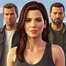 highly detailed portrait sandra bullock 3 0 age in gta v, stephen bliss, unreal engine, fantasy art by greg rutkowski, loish, rhads, ferdinand knab, makoto shinkai and lois van baarle, ilya kuvshinov, rossdraws, tom bagshaw, global illumination, radiant light, detailed and intricate environment