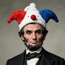 abraham lincoln wearing a clown hat
