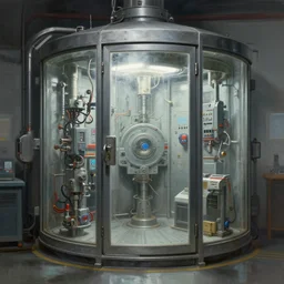 highly secured containment chamber, concept art, trending on artstation, wlop, ross draws, digital painting, mixed media, intricate details, volumetric lighting