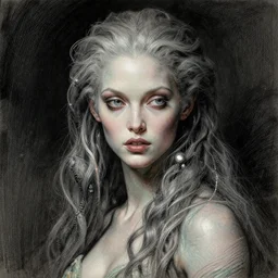 portrait, attractive mutant nereid, digital tempera and pastels, dramatic lighting, extremely high detail, pen and ink, intricate illustration, by stephen bradbury, frank frazetta, wendy froud, john picacio, artstation, wlop, pixiv