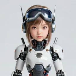 centered portrait photo of cute young anna nicole smith as a solarpunk mecha humanoid robotic parts wearing goggles with bright lights, real human face, pudica pose by bouguereau, inside white room, ultra - realistic and detailed, 8 k