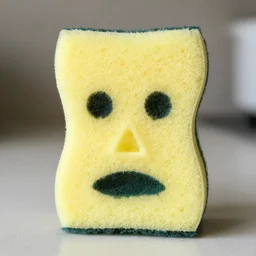 kitchen sponge with face