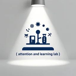 a professional vector logo for ( ( attention and learning lab ) ), spotlight, uncovering hidden, research lab, minimalist, matte, flat, hd, simplistic, white background
