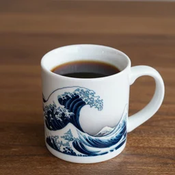A mug with a tsunami as a drink