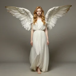 Angel Sadie Elizabeth Sink , barefoot In the style of william adolphe bouguereau