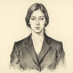 ink drawing portrait of a woman in suit byjung gi kim, jenny saville