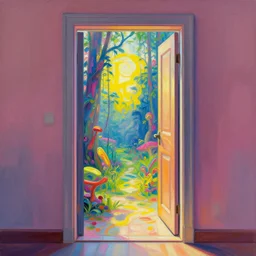 a doorway into a world of creativity and wonder, vivid digital painting, art by kristoffer zetterstrand
