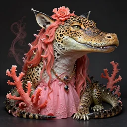 a detailed portrait of dreampunk leopard crocodile hybrid mix beautiful! princess coral by tomasz alen kopera and peter mohrbacher
