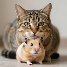 a feline cat - hamster - hybrid. animal photography,