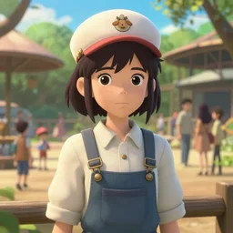 a 3 d film animation still portrait of a 1 9 5 0's zoo keeper girl, finely detailed features, sun light, at a full of people zoo, gapmoe yandere grimdark, trending on pixiv fanbox, painted by greg rutkowski makoto shinkai takashi takeuchi studio ghibli, akihiko yoshida, pixar 3 d, renderman