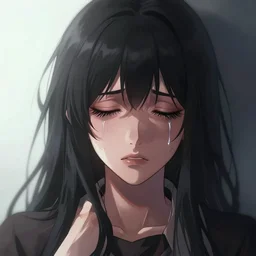 sadness, eyes closed in tears, digital art, artstation, powerful