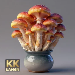 colorful enokitake growing out of a vase, ultra detailed, highly detailed, 8 k, trending on artstation, award - winning art,