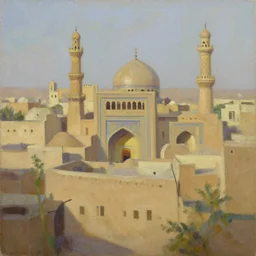 sana'a old city, oil on canvas