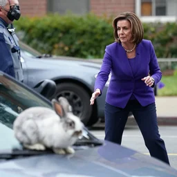 nancy pelosi is pulled over by the policy for having an unlicensed rabbit
