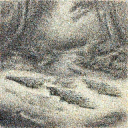 A pencil sketch of three crocodiles walking to a stream in a deep forest