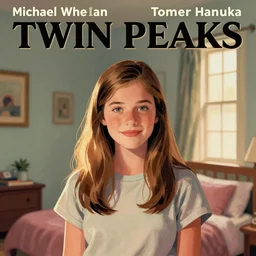 Twin Peaks poster artwork by Michael Whelan and Tomer Hanuka, Karol Bak of portrait of teenager in bedroom, from scene from Twin Peaks, clean, retro, simple illustration, nostalgic, domestic