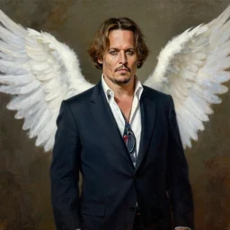 george w bush painting a picture of johnny depp with wings