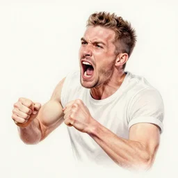 a drawing of a connor murphy tearing and shouting like hes mad