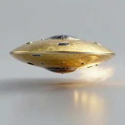 hubble space telescope photograph of a gold alien ufo, octane render, reflections, hd, 4 k