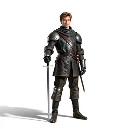 young musketeer with rapier, cinematic studio photo, full body, standing, isolated on a pure white background, centered, whole figure in frame, sharp focus, studio lighting