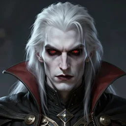 highly detailed concept art portrait of the face of a vampire count from warhammer, pale with white hair, hdr studio lighting, artstation