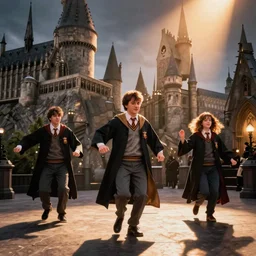 Harry, Ron and Hermione in a J-Pop band, dancing in Hogwarts, music video cinematography