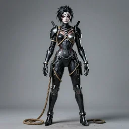 full body painting of tracer from overwatch, in style of zdzisław beksinski, horror, 4 k, feminine facial features, black armor, detailed face, tall, ropes and chains, h 7 0 0