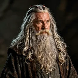 gandalf with cornrow hair beads braids in beard