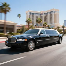 limousine rolling up to ceasers las vegas