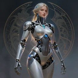 ultra realistic full shot of a cyborg woman with mechanical arms, cyberpunk, sci - fi, fantasy, kodak, colour led, soft light, volumetric lighting, night, intricate, elegant, highly detailed, digital painting, artstation, concept art, smooth, sharp focus, illustration, art by artgerm and greg rutkowski and alphonse mucha