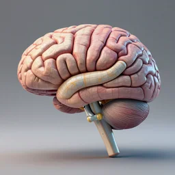 3 d model of anatomically correct human brain, wireframe, unreal engine, photorealistic, octane render, colorful
