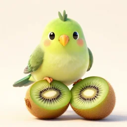 a kiwi bird with a kiwi fruit