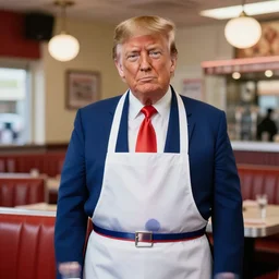 portrait of donald trump as a waitress in a diner