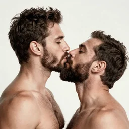 strongmen, neck kissing, beard