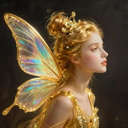 a faerie, profile portrait, golden ratio, detailed, rainbowshift, by jean - baptiste monge and maxfield parrish and artgerm