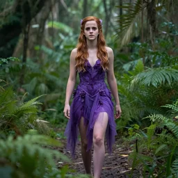 Emma Watson as a purple dryad wandering the jungle