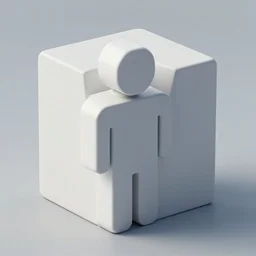 a human being in the shape of a cube