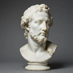 antique marble statue of michel drucker, 1 / 4 headshot, portrait