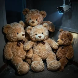 hd photo of teddy bears up to no good, mischief, midnight, cctv