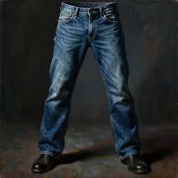 a dramatic painting of a pair of jeans, pants, album art, cover art, poster, empty pants, dramatic, epic