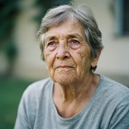 older woman ( ( ( ( ( wrinkled ) ) ) ) ) wistful expression european sigma 1 0 5 mm f 2. 8 outdoors
